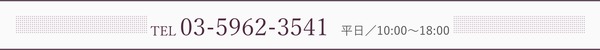 TEL 03-5962-3541　平日／10:00～18:00